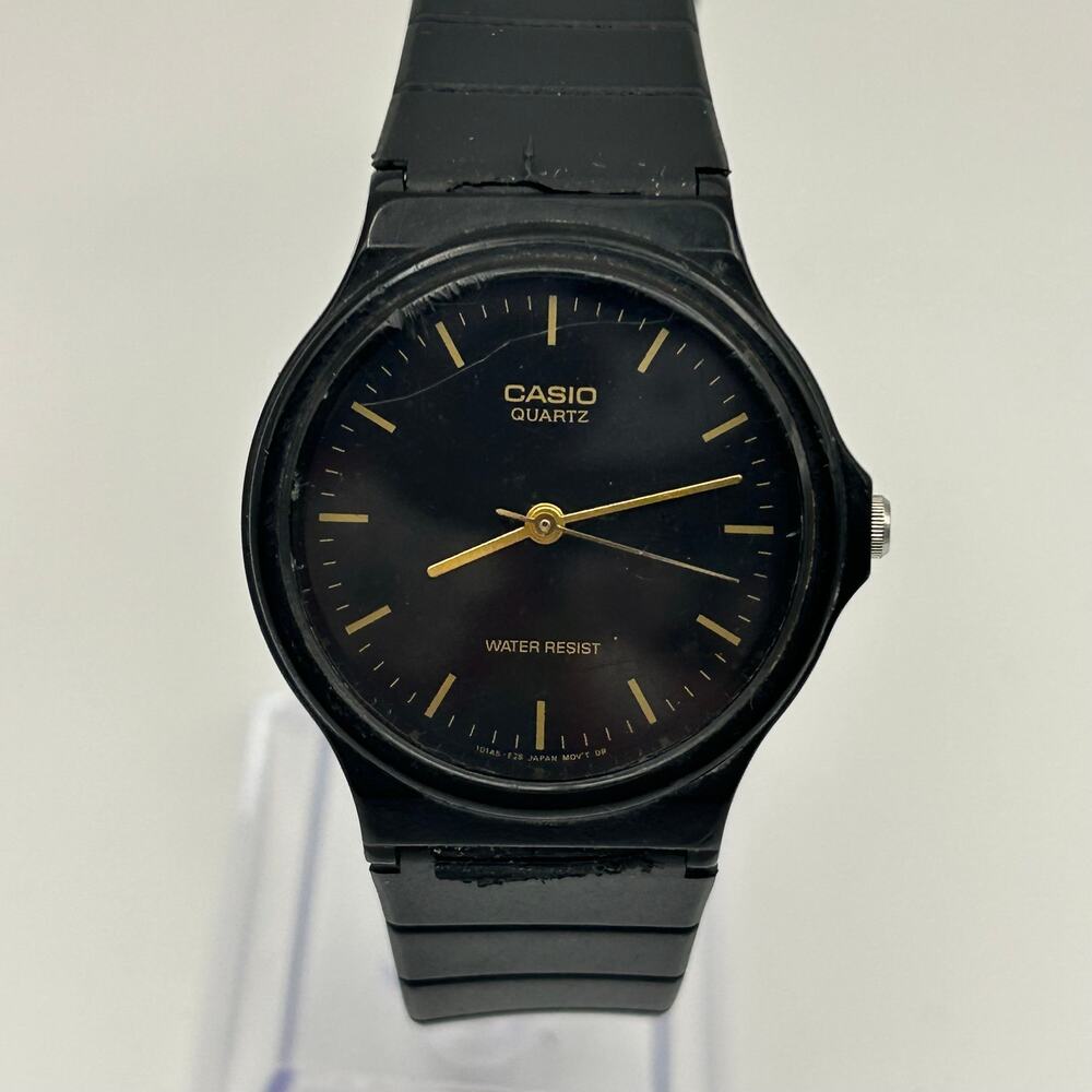 Casio MQ-24 Black Resin Strap with Matching Black Dial Quartz Watch New Battery